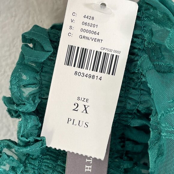 NEW Anthropologie Womens Plus 2X  Marais Satin Maxi Dress Burnout Tiered Green - Picture 6 of 15